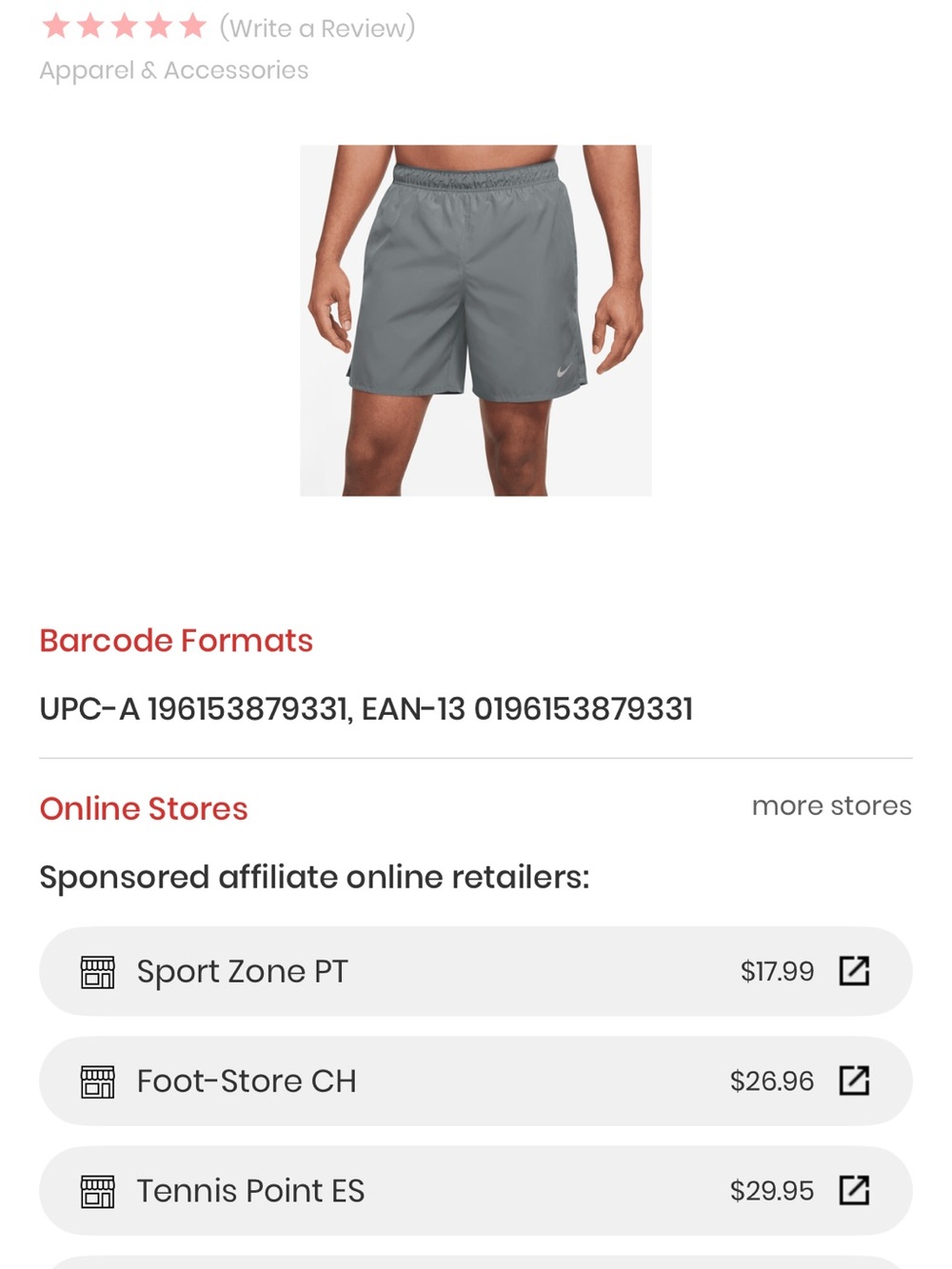 Mens Nike Dri-Fit Challenger Athletic Shorts in Gray Size Small BNWT